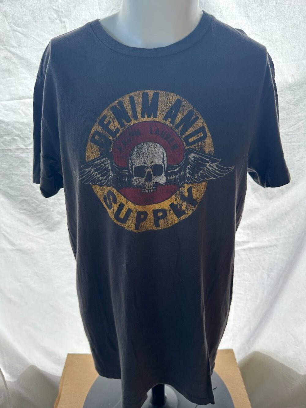Denim & Supply Ralph Lauren Skull Wings Design Men's Dark Gray T Shirt Size Larg